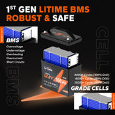 LiTime mini lithium battery with 1st gen BMS, offering robust safety and long cycle life